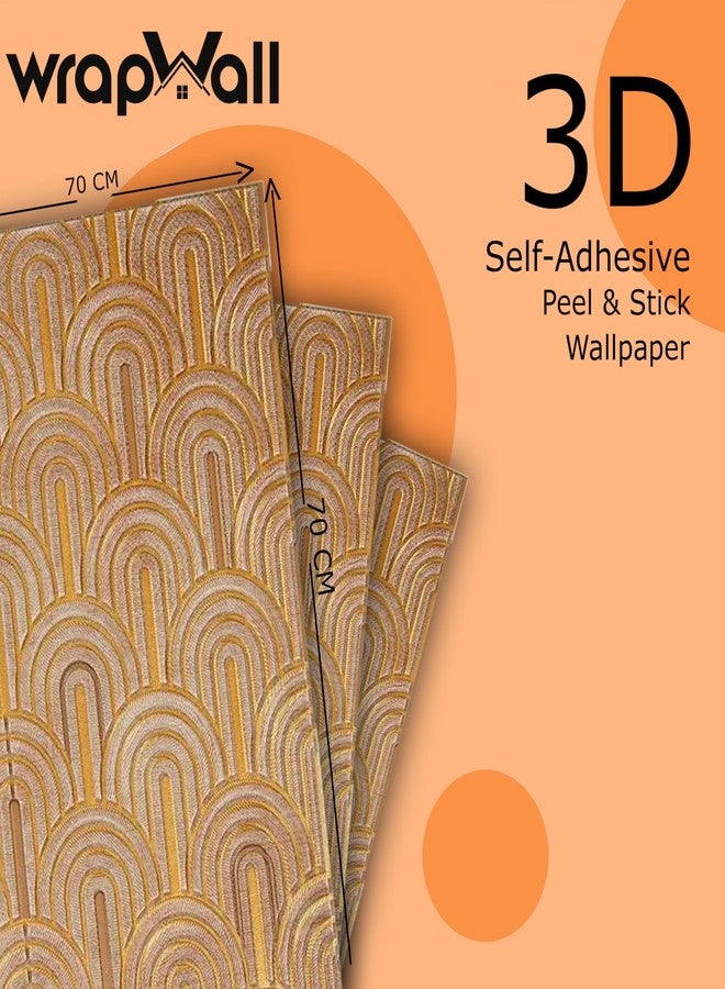 WrapWall 3D New Wallpaper PE Foam self Adhesive Design Wall Stickers/DIY Wallpaper for Home Hotel Living Room Bedroom Cafe Decor || Size 70 * 70 cm (Scallop-Brown-8, 1) - Image 3